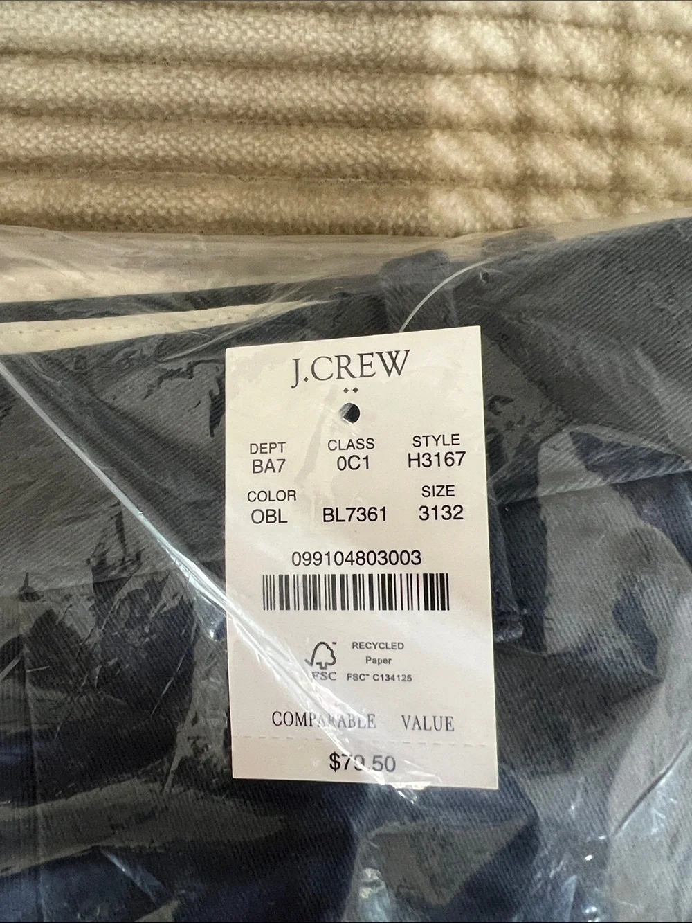 J. Crew Slim Chinos in Dark Blue
